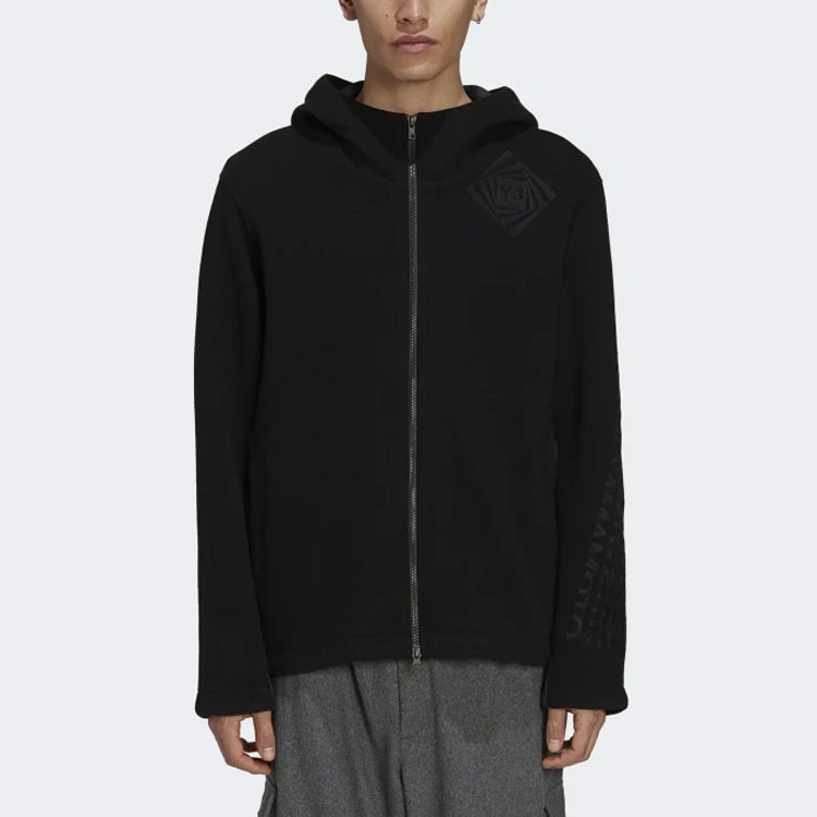 Y-3 FW21 Embroidered Hoodie Jacket Black — фото 1