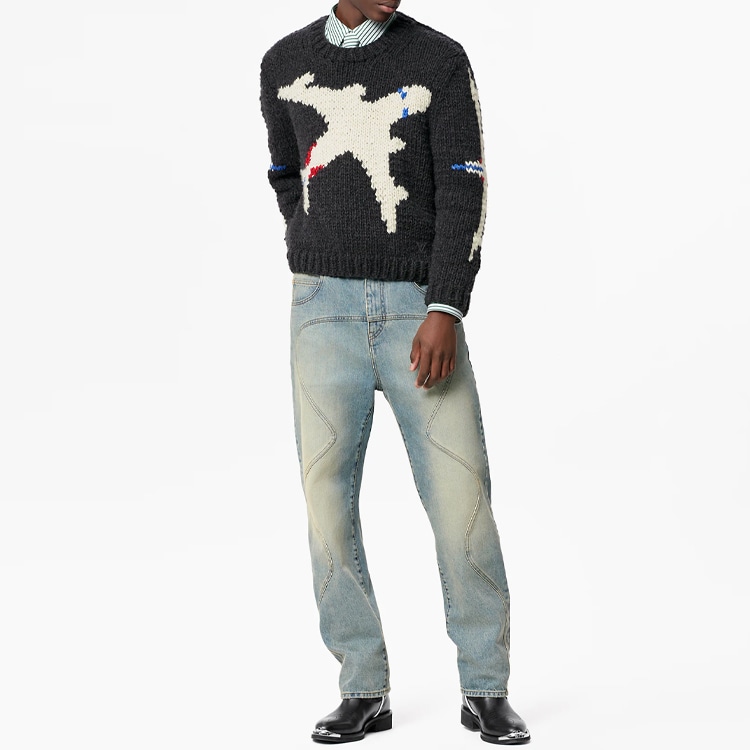 Louis Vuitton FW21 Classic Airplane Crewneck Sweater Grey — фото 2