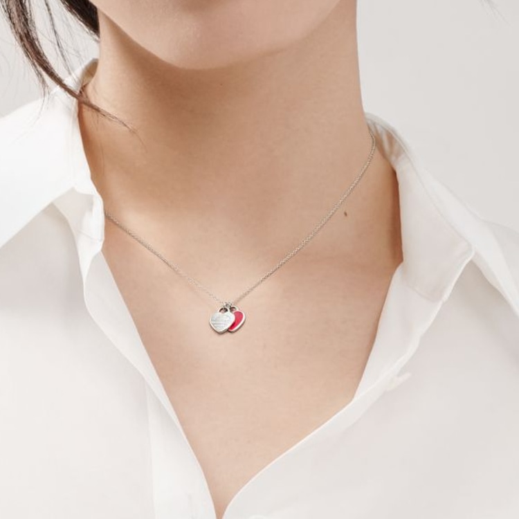 Tiffany & Co. Return to Tiffany Double Heart Pendant Necklace Silver/Red — фото 2