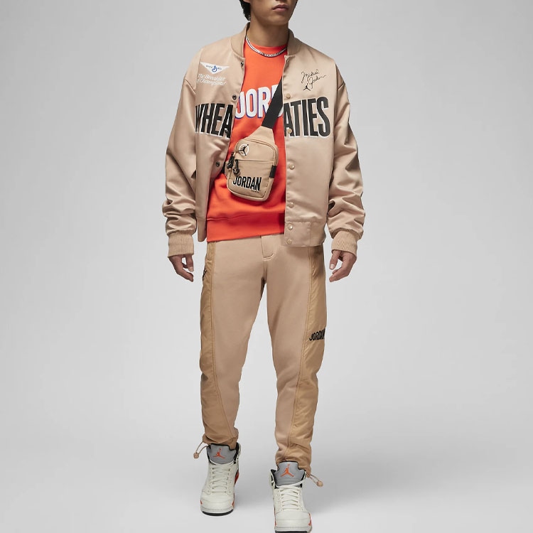 Jordan Logo Print Fleece Crewneck Sweatshirt Orange — фото 2