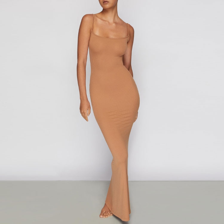 Skims Soft Lounge Long Slip Dress Camel — фото 3