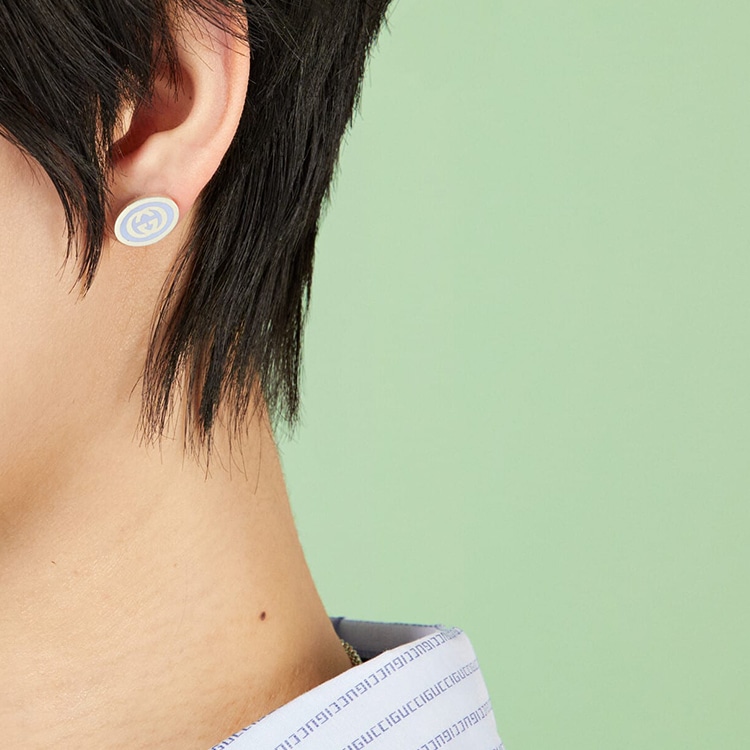 Gucci Enamel Double G 925 Silver Earrings — фото 2