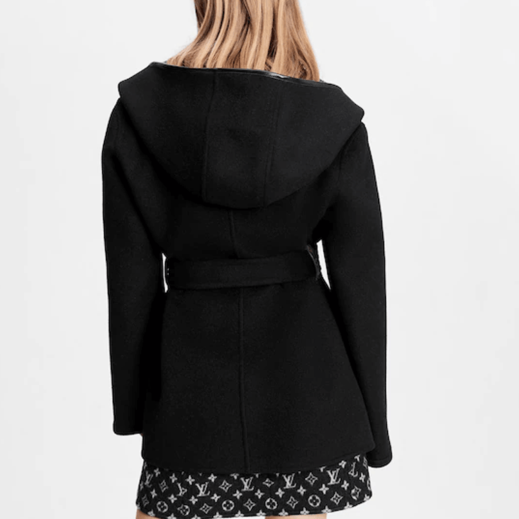 Louis Vuitton FW21 Wool Wrap Hooded Coat Black — фото 2