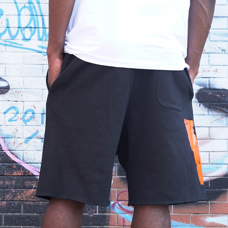 Vlone Classic Gothic Letter Knit Shorts Black Orange — фото 3