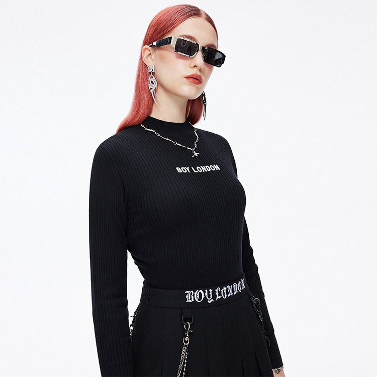 Boy London FW21 Embroidered Logo Knit Sweater Black — фото 3