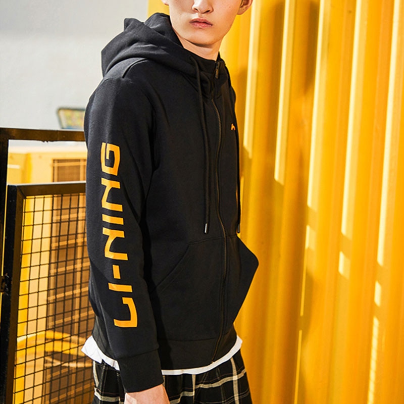 Li-Ning LiNing Logo Print Zip-Up Sweatshirt Black — фото 3
