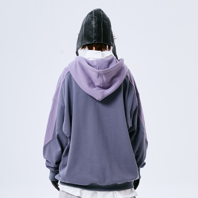 A Square Roota A SQUARE ROOT拼接撞色休闲宽松套头长袖卫衣 男女同款 紫色 — фото 3