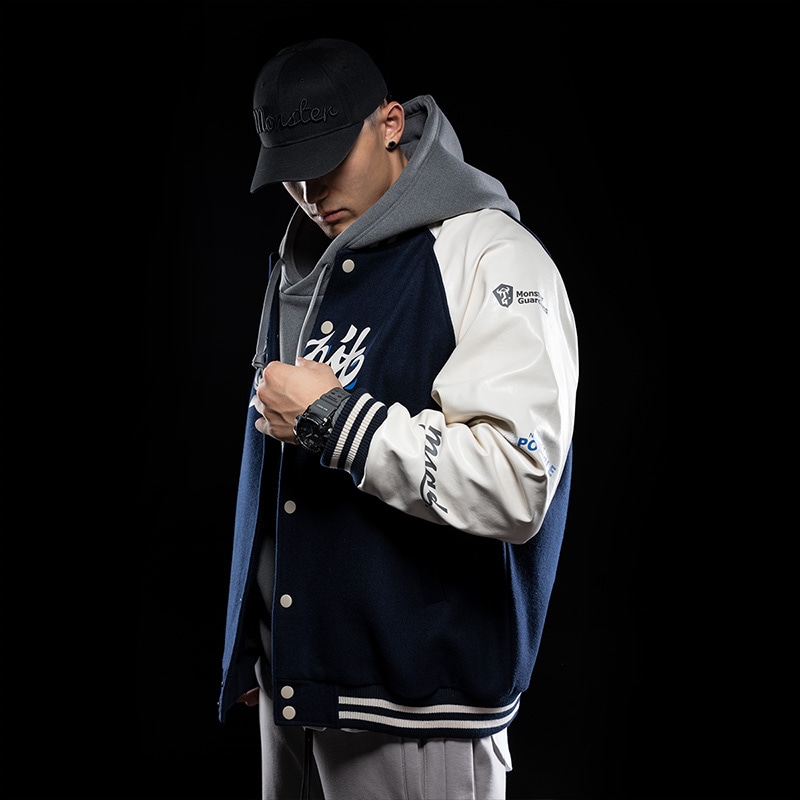 Monster Guardians Courage Series Retro Baseball Jacket Navy — фото 5