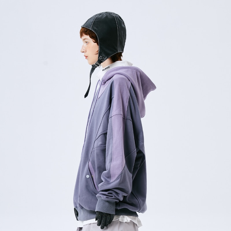 A Square Roota A SQUARE ROOT拼接撞色休闲宽松套头长袖卫衣 男女同款 紫色 — фото 4