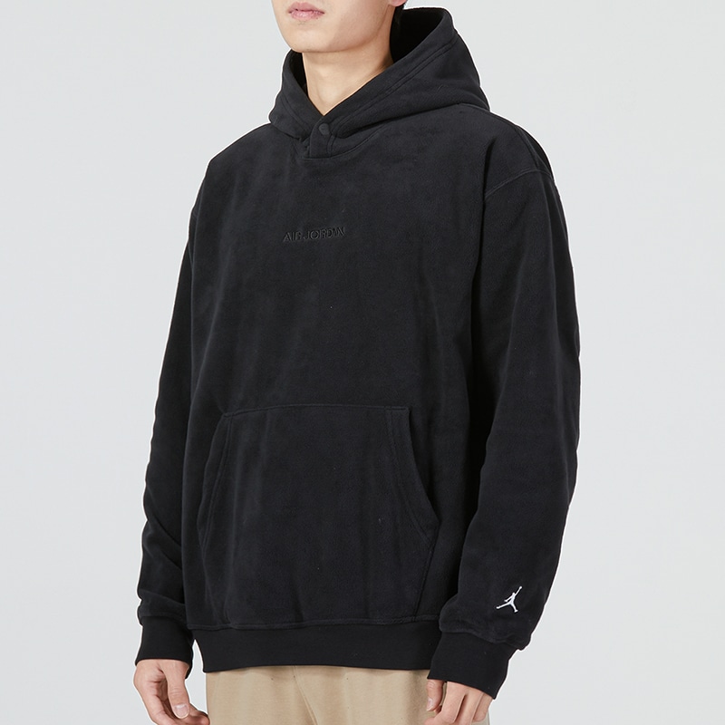 Jordan Logo Embroidered Fleece Hoodie Black — фото 4