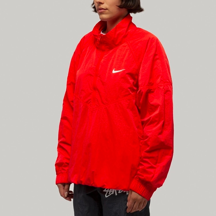 Stussy x Nike Logo Long Sleeve Jacket Red — фото 4