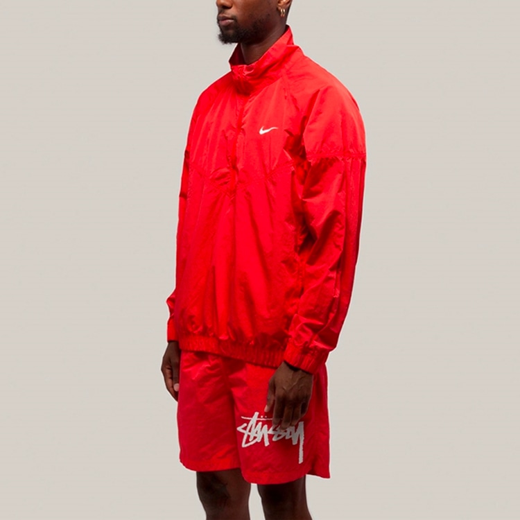 Stussy x Nike Logo Long Sleeve Jacket Red — фото 2