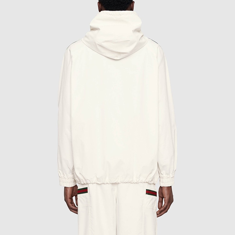Gucci Logo Half-Zip Hooded Jacket Off-White — фото 2