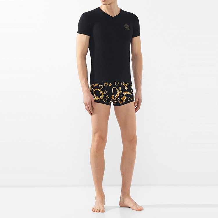 Versace V-Neck Logo T-Shirt Black — фото 4
