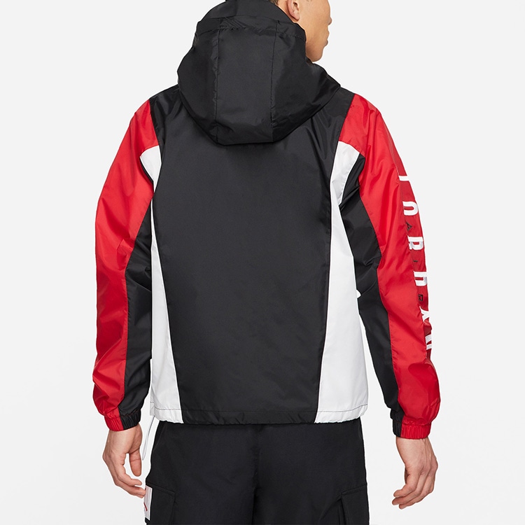 Jordan Patchwork Hoodie Jacket Black Red — фото 4