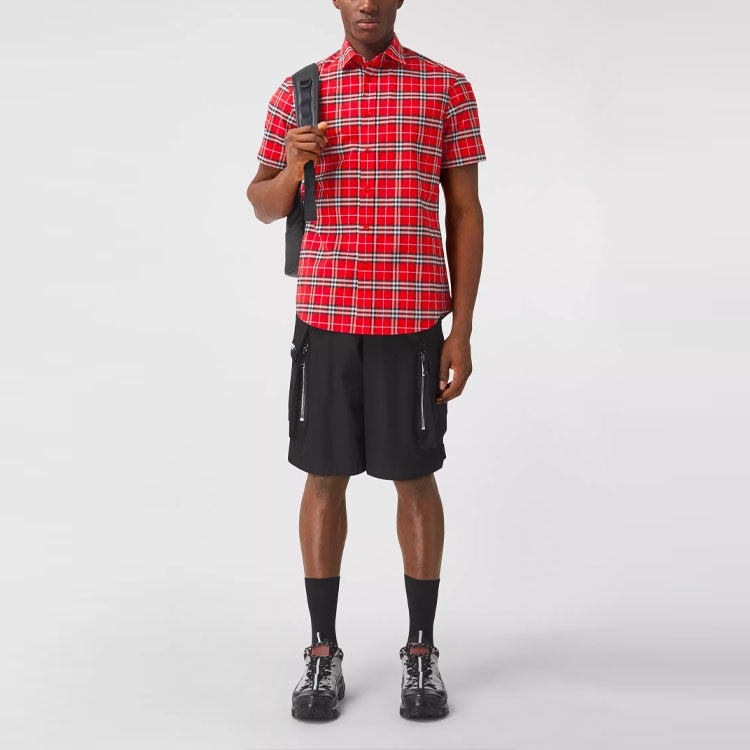 Burberry Logo Patch Check Shirt Red — фото 1
