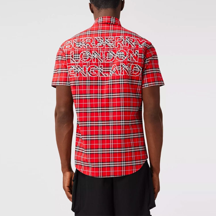 Burberry Logo Patch Check Shirt Red — фото 3