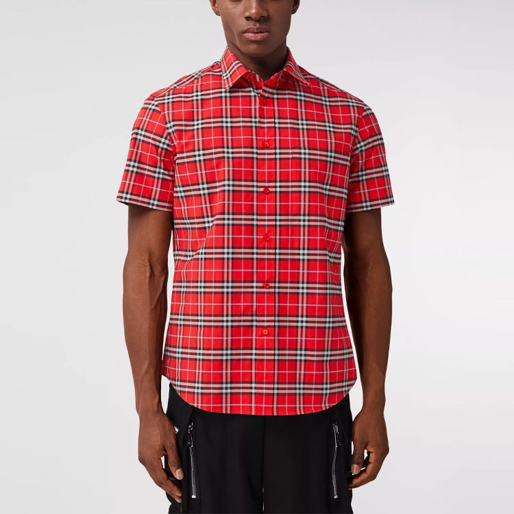 Burberry Logo Patch Check Shirt Red — фото 2