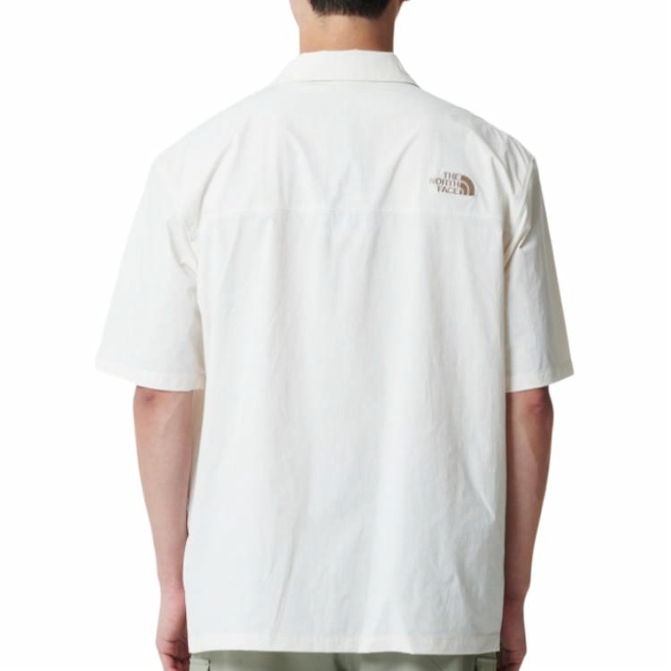 The North Face Logo Button Short Sleeve Shirt Ivory — фото 4