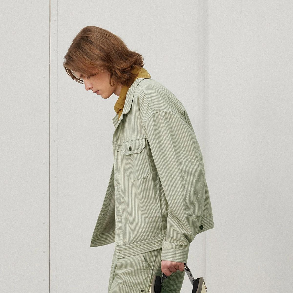 714Street Vintage Workwear Jacket Green Stripes — фото 3