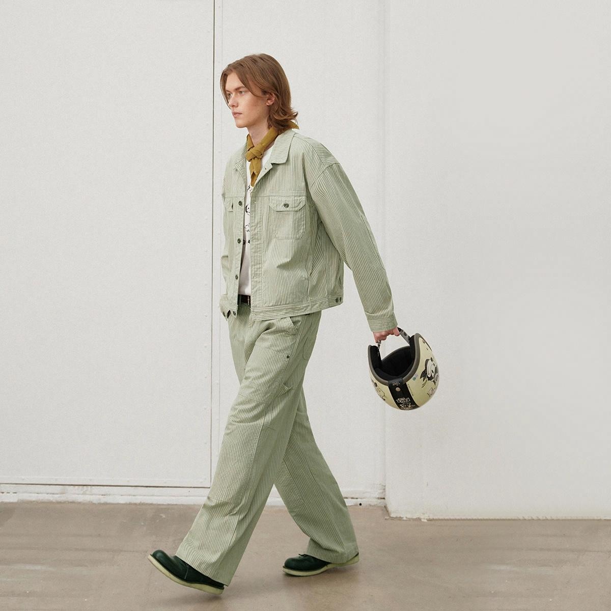 714Street Vintage Workwear Jacket Green Stripes — фото 5