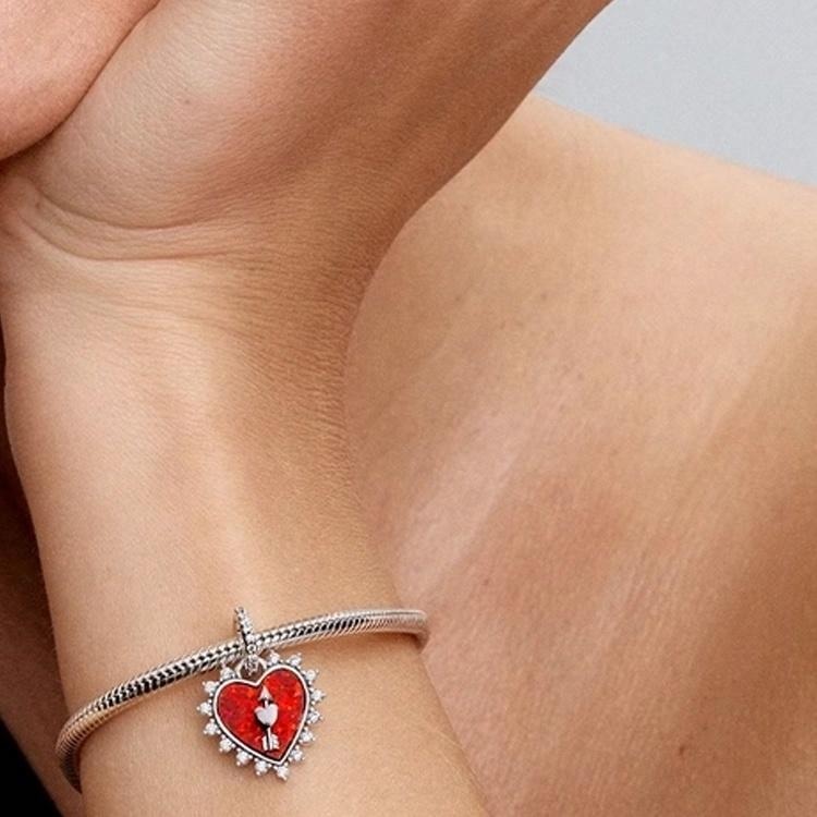 Pandora Cupid's Arrow Heart Pendant 925 Silver Red — фото 2