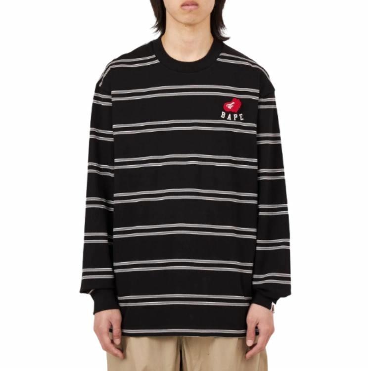 A BATHING APE Logo Stripe Long Sleeve T-Shirt — фото 4