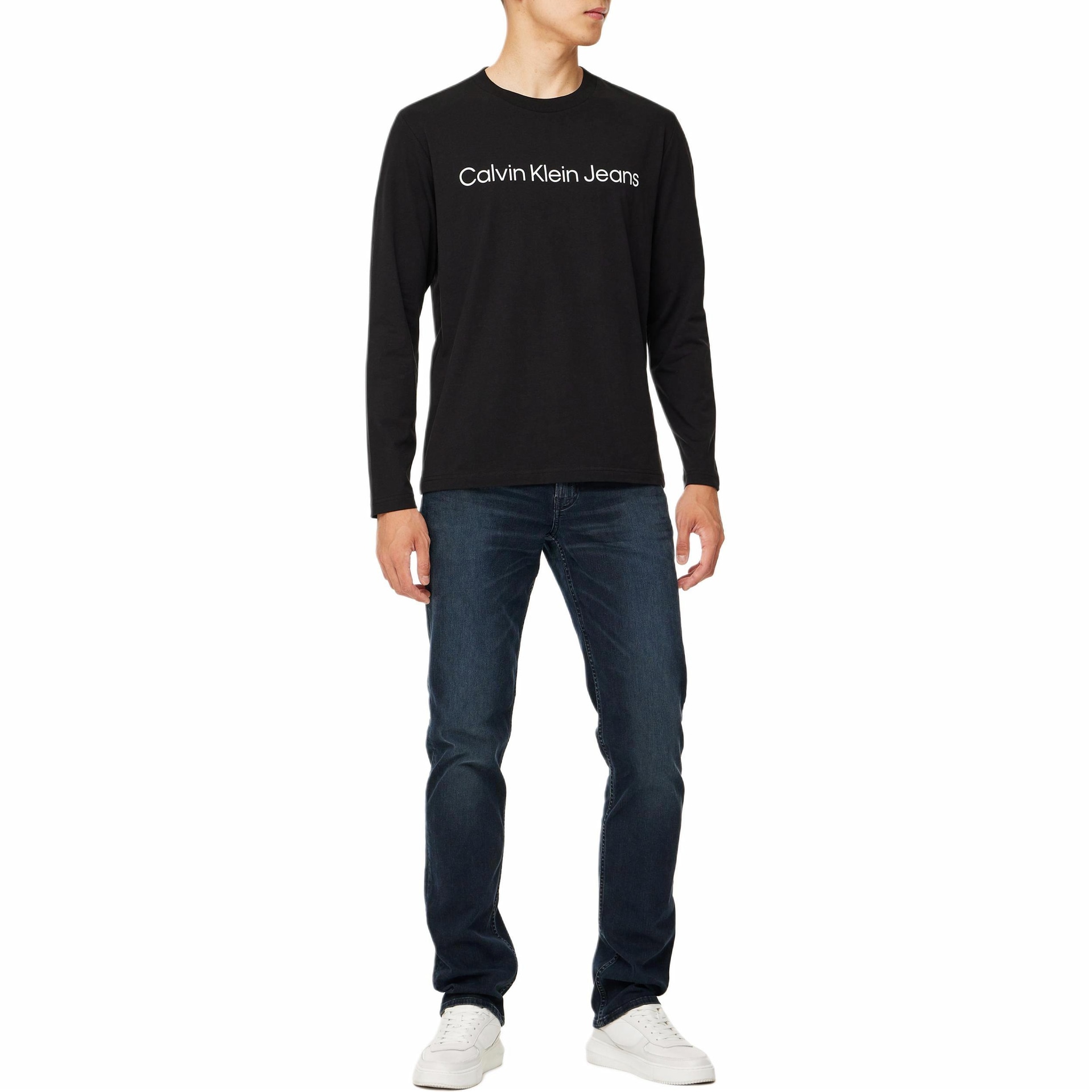 Calvin Klein Logo Crewneck Long Sleeve Tee Black — фото 7