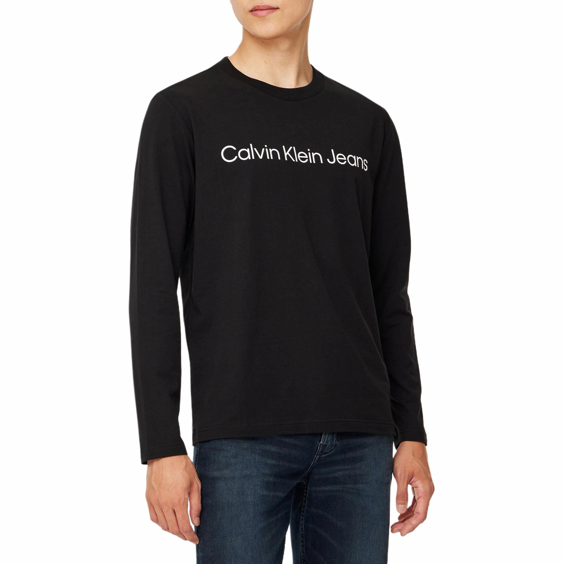 Calvin Klein Logo Crewneck Long Sleeve Tee Black — фото 5
