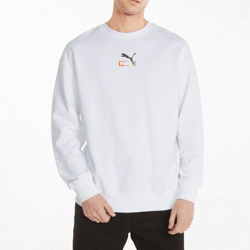 Puma Logo Crewneck Sweatshirt White — фото 2