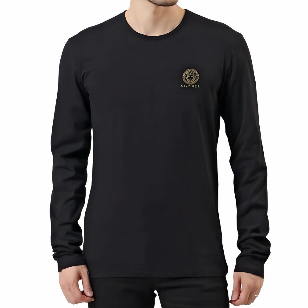 Versace Logo Crewneck Long Sleeve Tee Black — фото 4