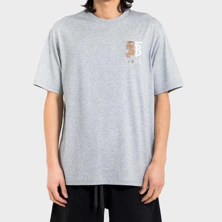 Burberry Equestrian Knight Logo Cotton T-Shirt Grey — фото 5