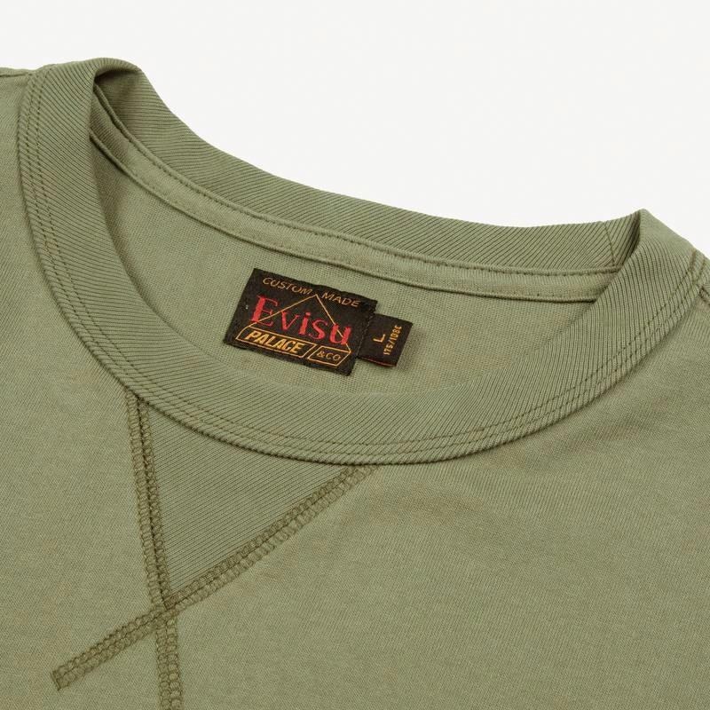 Palace x EVISU SS24 T-Shirt Military Green — фото 1
