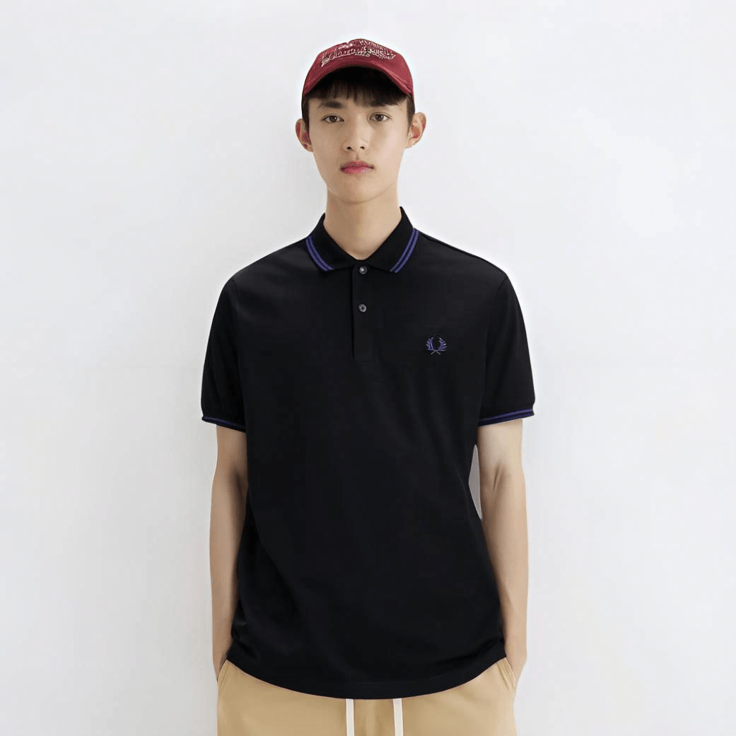 Fred Perry Polo Shirt Black/Purple — фото 1