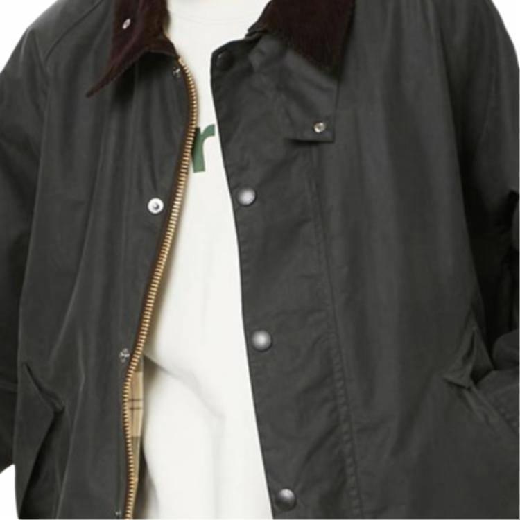 Barbour Waxed Short Jacket Green — фото 7