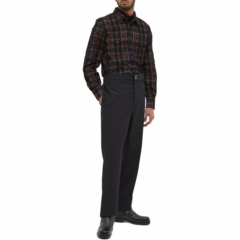 Saint Laurent FW21 Western Plaid Corduroy Shirt Black — фото 3