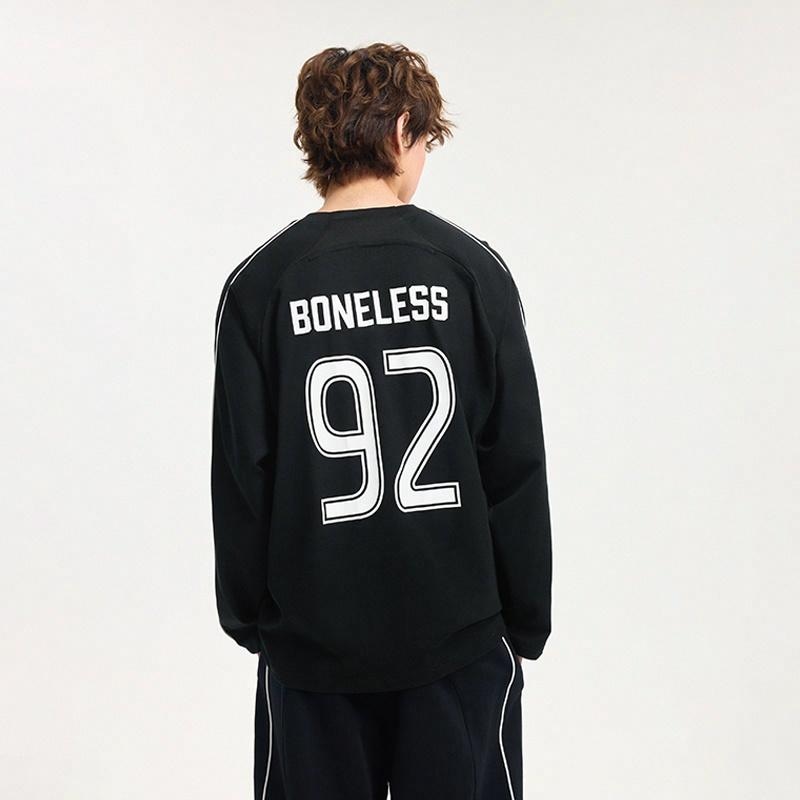 Boneless Colorblock Loose Long Sleeve Tee Black — фото 5