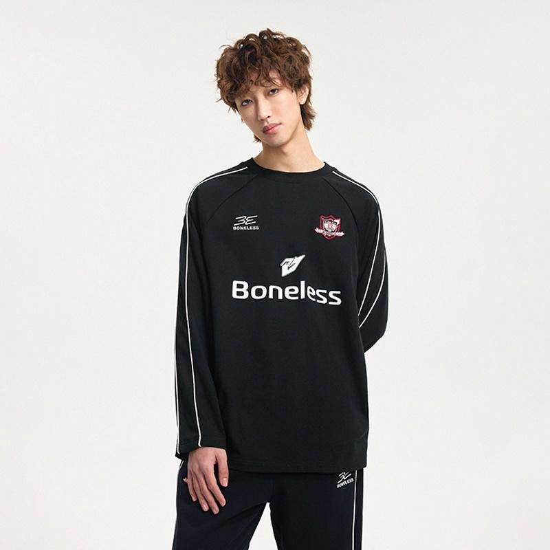 Boneless Colorblock Loose Long Sleeve Tee Black — фото 3