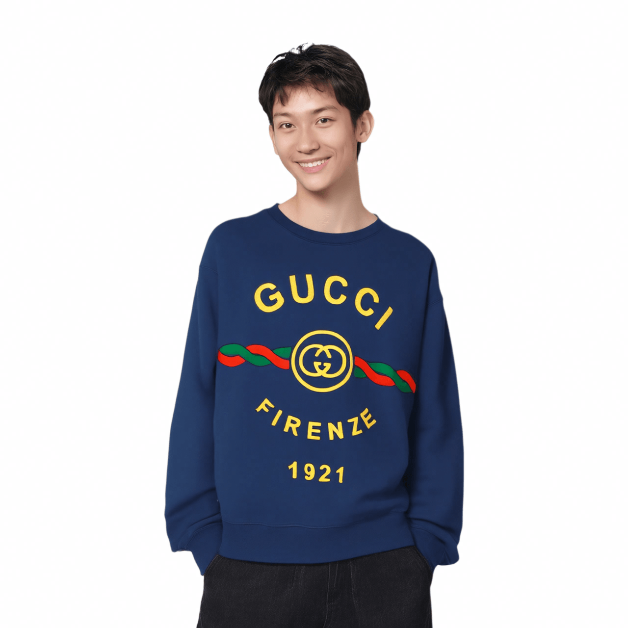 Gucci Logo Long Sleeve Sweatshirt Blue — фото 8