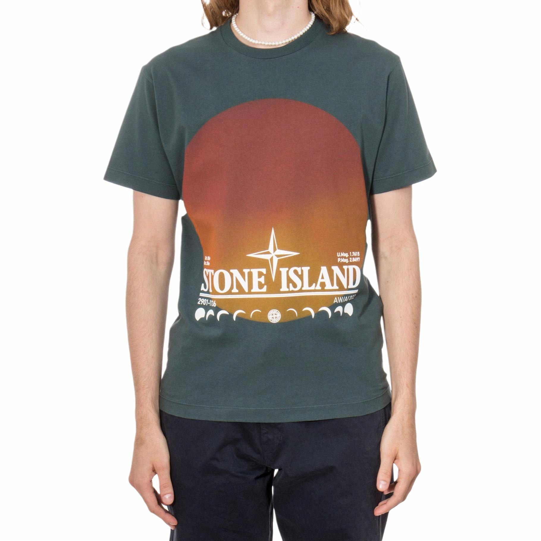 Stone Island FW22 Sunset Print T-Shirt Green — фото 2