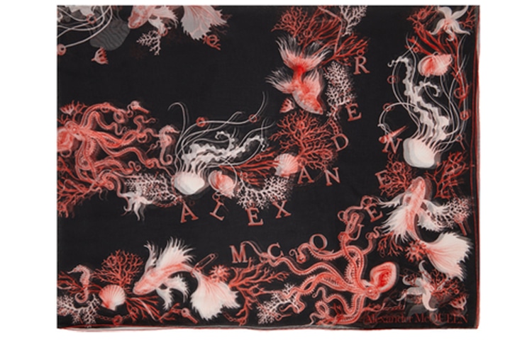 Alexander McQueen Silk Scarf Black Red