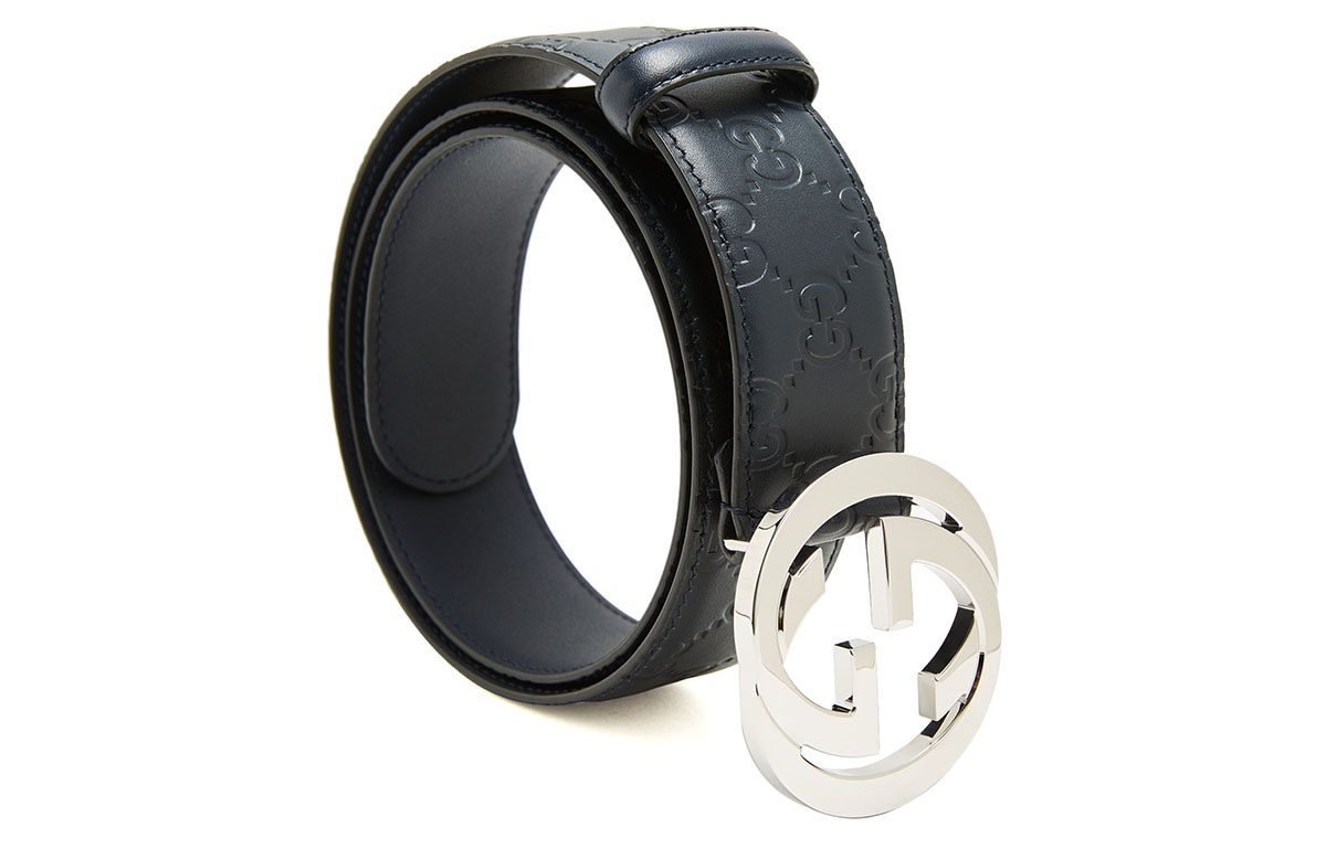 Gucci Double G Signature Leather Belt Navy 4cm — фото 2
