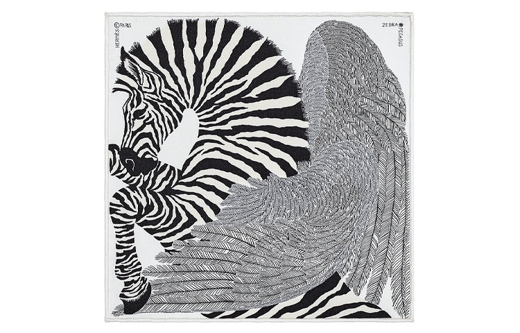 HERMES/爱马仕 Hermes Mini Scarf Black White