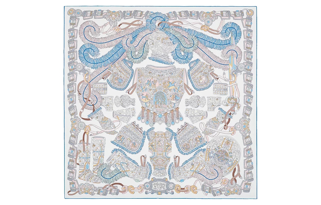 HERMES/爱马仕 Hermes 90cm Washed Scarf Blue