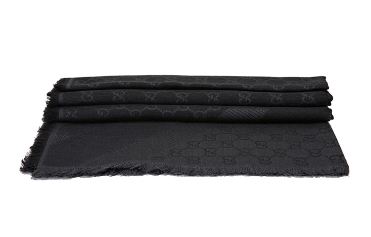 Gucci Tassel Monogram Scarf Dark Grey — фото 1