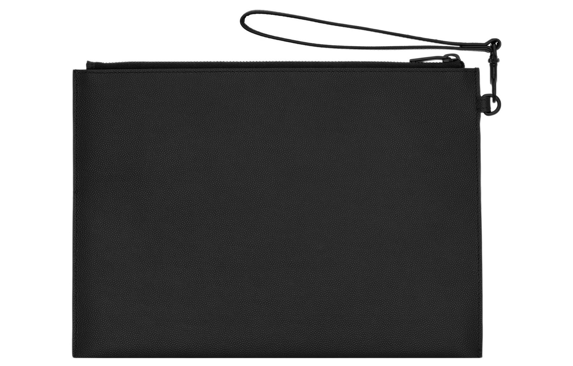 Saint Laurent Zip Grain Leather Clutch Black — фото 1