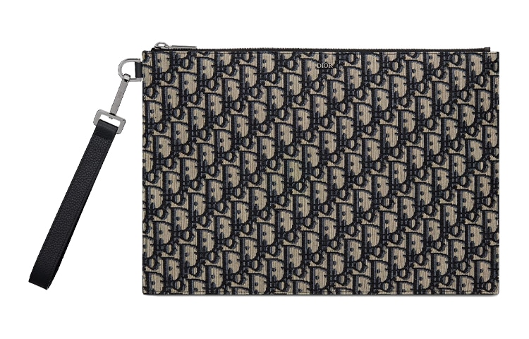 DIOR A4 Oblique Classic Embroidered Cotton Bag Black