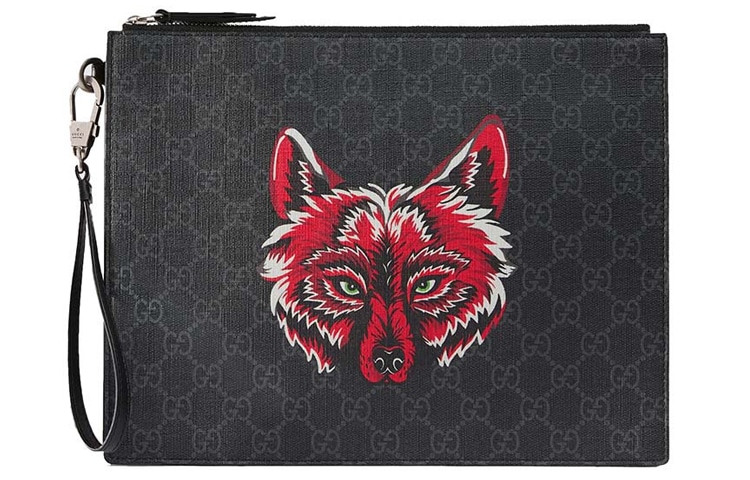 Сумки Gucci Wolf Print Canvas Clutch