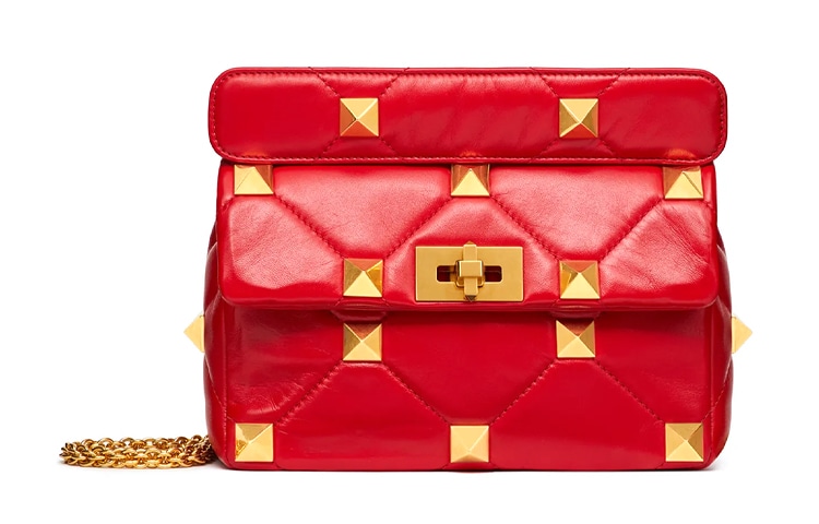 Valentino/华伦天奴 Valentino Napa Roma Studded Chain Bag Red