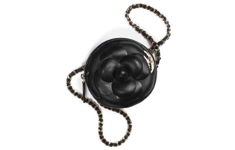 Chanel Camellia Chain Earphone Bag Black